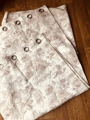 Laura Ashley curtains pair Birtle bird blackout eyelet width 62" each by 52" - Image 1 of 4