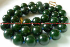 Natural 6/8/10/12mm Dark Green Jade Gemstone Round Beads Necklace 18&quot;