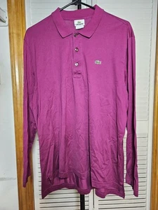 Polo Lascoste manica lunga collo uomo taglia 6 grigia grande made in Peru - Foto 1 di 5