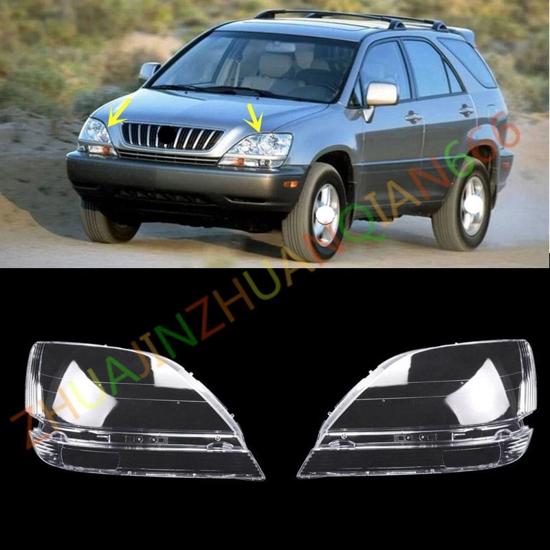 For Lexus RX300 1999-2003 Both Side Headlight Clear Lens Cover + Sealant Glue - Image 1 of 4