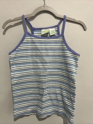 Camiseta sin mangas Circo Girls Y2K a rayas talla 8 púrpura azul amarillo blanco Foto 1 de 4