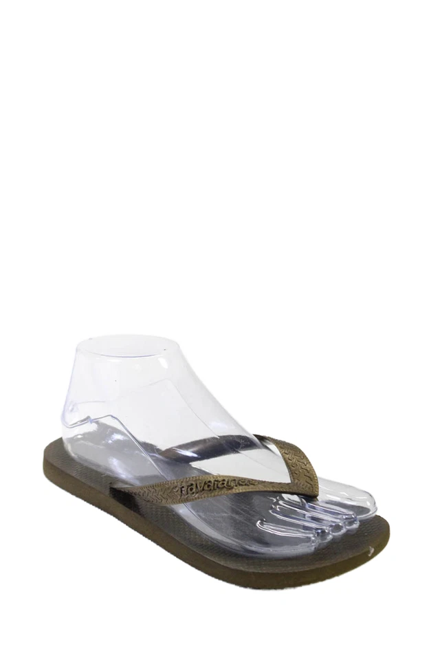 Chanclas informales planas con correa de tanga texturizada Havaianas para mujer bronce talla 7 Foto 1 de 4