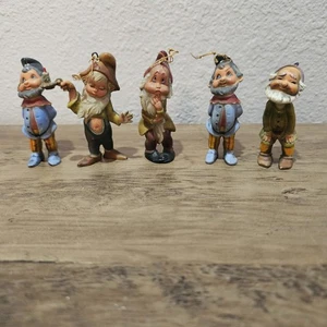 Conjunto Lote 5 Adornos de Navidad Vintage Elfos Pixie Enanos Gnomo Hong Kong - Imagen 1 de 7