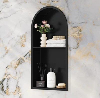 不锈钢淋浴利基 12 英寸 X 24 英寸,无需瓷砖拱形利基双人... — 第 1/4 张图片