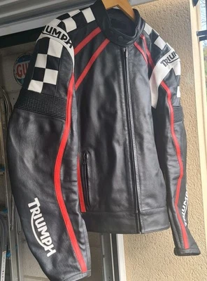 Triumph Racing Leather Jacket  Rare Cafe Racer Rocker - Size UK 46" XL - Image 1 of 4