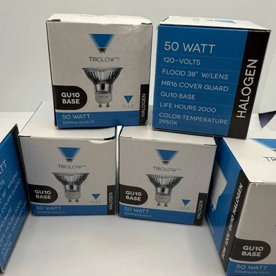 Triangle light Bulbs GU10 Base 50W 120V 50MR16/GU10/FL Life Hrs 2000 Lot of 6 - Image 1 of 4