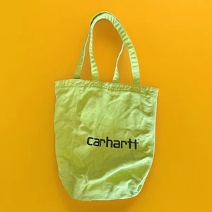 Carhartt Bayfield Tote Bag Large Lime Green Cotton Shopping Beach Grocery Canvas - Picture 1 of 16