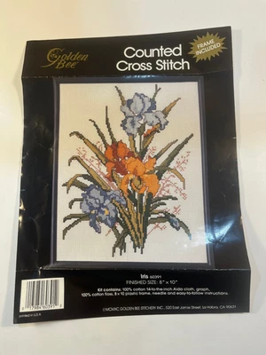 Golden Bee Counted Cross-Stitch Kit #60391 "Iris" - Opened - Image 1 of 4