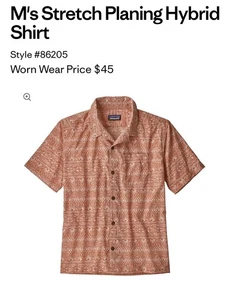 Patagonia Shirt Mens Stretch Planing Hybrid Medium Orange Button Up Hawaiian - Picture 1 of 12