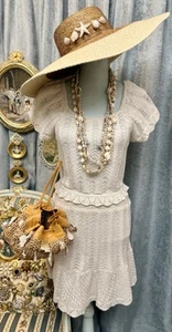NWT Ivory Crochet Skirt With Blouse Size M With Hat ,Bag And Necklaces - Picture 1 of 9