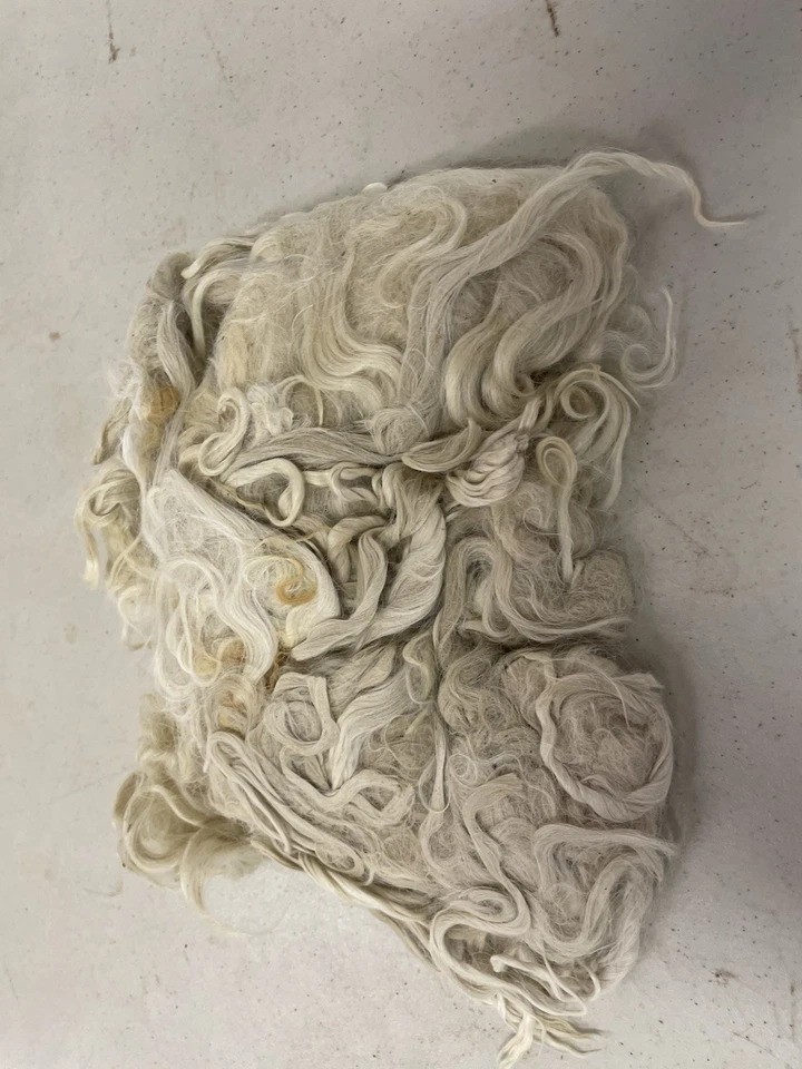 Natural Suri Alpaca Fiber Wool White Unwashed Spin Felt 8 Oz Ship Max $4.95 - Image 1 of 1