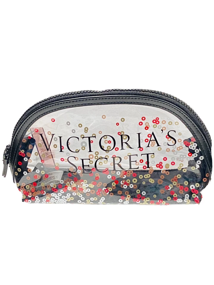 Victoria's Secret Clear Sparkle Confetti Makeup Cosmetic Beauty Bag