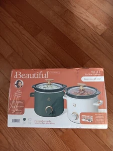 Beautiful 2-Pack 2qt Slow Cooker, Thyme, White Icing by Drew Barrymore New - Picture 1 of 12