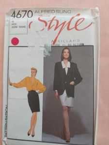 Style 4670 Alfred Sung Vintage Misses' Jacket, Shirt & Skirt Pattern Size 12 - Picture 1 of 2