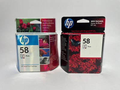 Cartuchos de tinta fotográfica originales OEM HP 58 HP58 NUEVOS sellados en caja exp. 2009 2011 x2 Foto 1 de 4