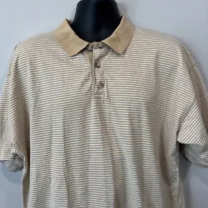 Eddie Bauer Men’s vintage knit polo shirt , Gold / White stripe Size Medium - Picture 1 of 8