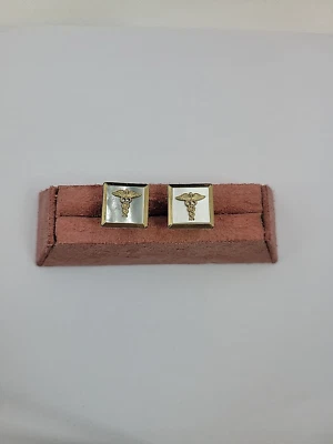 Pair of Vintage Gold Tone Medical Doctor Caduceus Symbol Cufflinks - Image 1 of 4