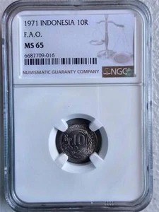 Indonesia 10 Rupiah 1971 FAO NGC MS 65 - Picture 1 of 2