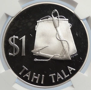 1979 TOKELAU ISLANDS Genuine Bucket & Rope Old Proof Silver $1 Coin NGC i105770 - Picture 1 of 5