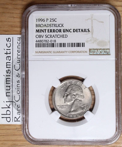 1996 P Washington Quarter 25¢ - NGC Mint Error Unc Details - Broadstruck Cover