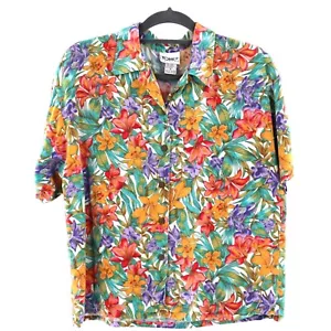 Koret Hawaiian Shirt Women PM Multi Y2K Casual Resort Wear Cruise Beach Pool 80s - Picture 1 of 7