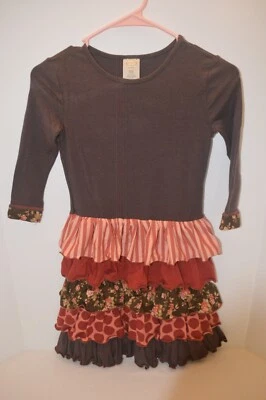 Vestido Persnickety para Niñas Talla 8 Sin Manchas Algunos Desvanecimientos 5 Volantes en Niveles Foto 1 de 4