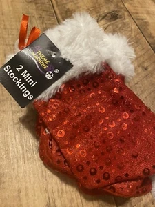 theme machine 2 mini stockings red sequin - Picture 1 of 2