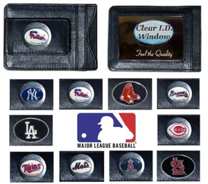 1 Money Clip Credit Card ID Holder NEW Licensed MLB Black Leather CHOOSE TEAM - Picture 1 of 10