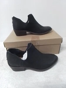 Size 6M Women's Lucky Brand Fitina Black Deer Zip Up Block Heel Bootie - Picture 1 of 7
