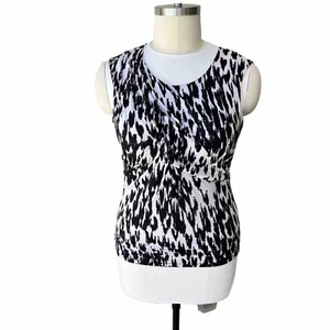 Ann Taylor - Black and White Abstract Animal Print Sleeveless Tank Top XL - Picture 1 of 13