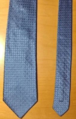 Corbata Jacquard De Colección Dunhill Azul Seda Hecha en Inglaterra 3 3/4" x 61" Foto 1 de 4