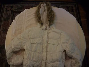 Junior hooded winter jacket - XL - white with fake fur trim, by Dollhouse - Picture 1 of 10