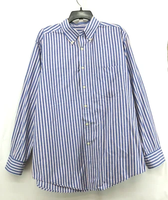 Camisa de vestir Cherokee para hombre talla XL azul naranja a rayas cuello abotonado Foto 1 de 4