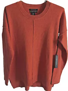 Neu mit Etikett Tahari Damen 100 % Kaschmir Strickpullover Langarm Burnt Orange Größe M - Bild 1 von 10