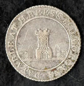Gettone d'argento Galles Neath XIX secolo D16 1811 Sixpence Rees & Morgan raro - Foto 1 di 2