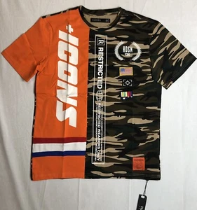 Hudson Outerwear Para Hombre M Iconos Bandera Restringida ☼ Camisa Naranja Camuflada Ropa de Calle Nueva con Etiquetas - Imagen 1 de 11