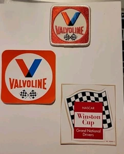 Vintage Embroidered Cloth Valvoline Checkered Racing Flags PATCH + 2 Stickers - Picture 1 of 5