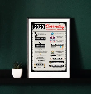 The Year You Was Born 2023 - Birthday- Print- Gift - Wall art-A3-A4-5 - Picture 1 of 2