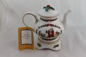 Franklin Mint The Night Before Christmas Teapot 1991 Fine Porcelain Santa Tea - Picture 1 of 16