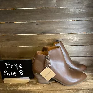 Neue braune Damen-Stiefeletten Frye Judith Reißverschluss Leder mit Absatz Größe 8 M - Bild 1 von 8
