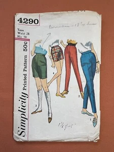 Simplicity 4290 Teen's Juniors' Set of Pants Stretch Pants & Shorts Waist 28 - Picture 1 of 3