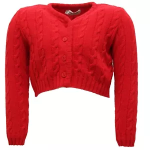 9440U cardigan bimba PAIO CRIPPA rosso lana merino wool sweater kid - Picture 1 of 4