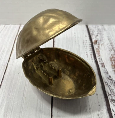 Walnut Shaped Brass Nutcracker Nut Cracker Vintage Retro Design Home Decor - Image 1 of 4