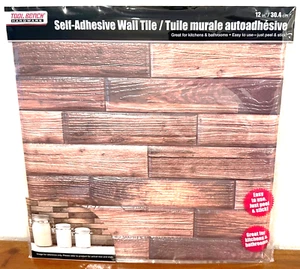Lot of 28 Tool Bench Hardware Self Adhesive Brown Wood-Look Wall Tile 12" - Picture 1 of 1