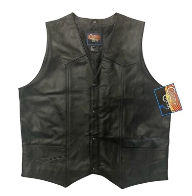 Chaleco Occidental Cripple Creek Cuero Negro Para Hombre Talla XL Forrado a Presión CL3065 NUEVO CON ETIQUETAS Nuevo Foto 1 de 4