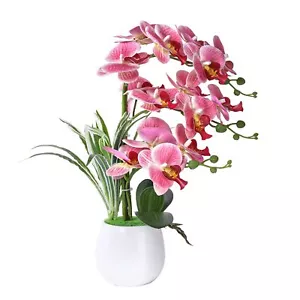 W&W Artificial Orchid Plants and Flowers with Vase, Fake Faux Orchid in Ceram... - Picture 1 of 7