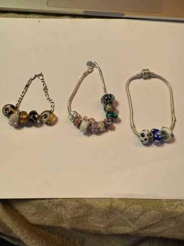 genuine pandora bracelet and 3 charms 2 other silver bracelets and charms 925