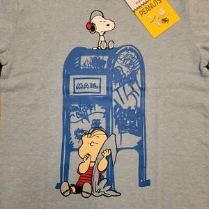 Peanuts Shirt Snoopy Linus Kids Size 14 Blue Long Sleeve NEW Unisex Boys Girls - Picture 1 of 9