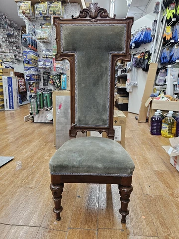 Antique Victorian Throne Chair Carved Oak Church Chapel Masonic A Cover