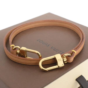 LOUIS VUITTON Strap Pouch Accessory Tanned Leather Beige Gold Hardware - Picture 1 of 4